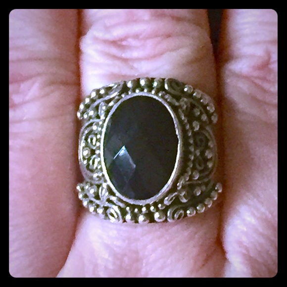 Vintage Jewelry - Vintage BA Bali Suarte Onyx Sterling Silver Ring